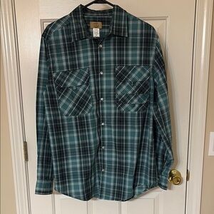 Haband Travelers Men's Green Plaid Shirt